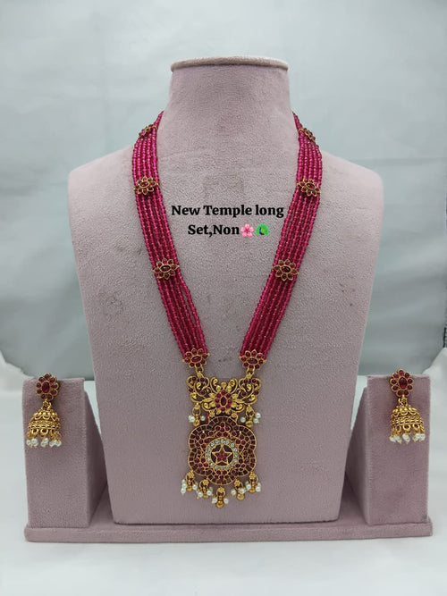 Traditional Design Temple Jewellery Set With Matching Earrings TM-473RANI