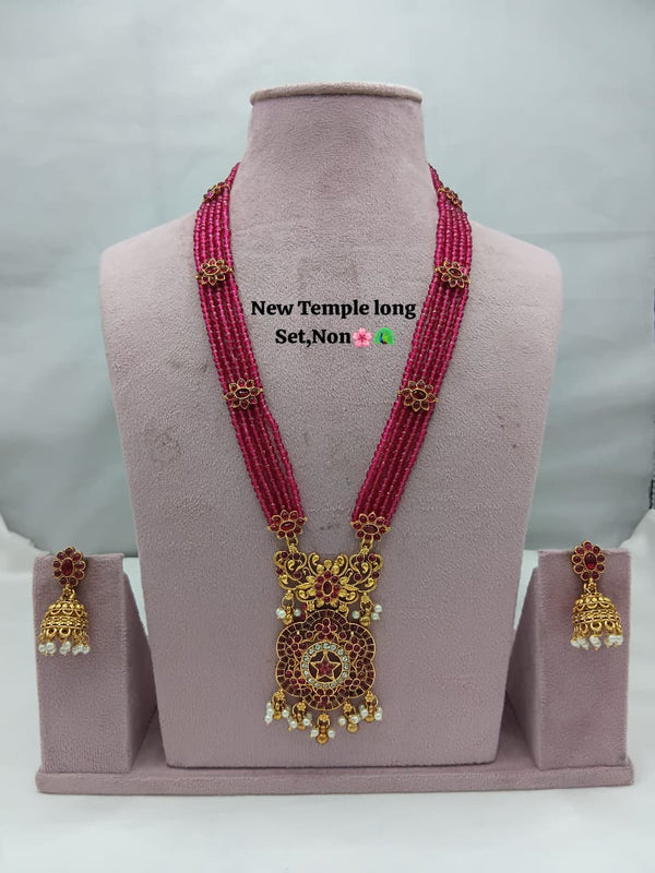 Traditional Design Temple Jewellery Set With Matching Earrings TM-473RANI