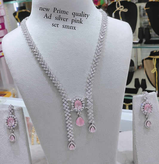 ORIGINAL AD NECKLACE WITH EARRING AD934BABYPINK