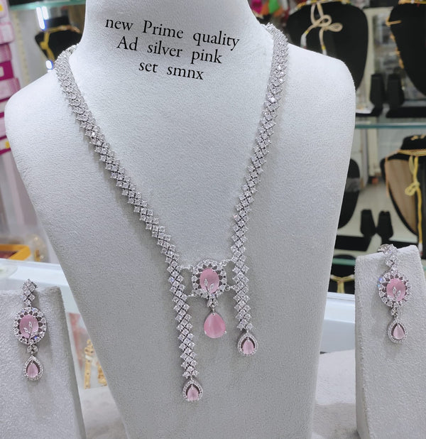 ORIGINAL AD NECKLACE WITH EARRING AD934BABYPINK