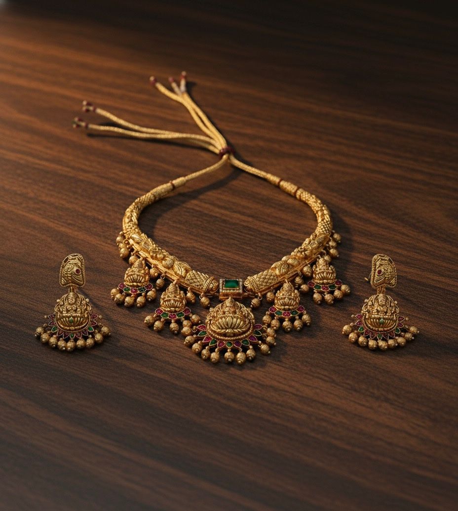 Traditional Long Pearl Beaded Jewellery Set with Matching Earrings TM481M.G_1