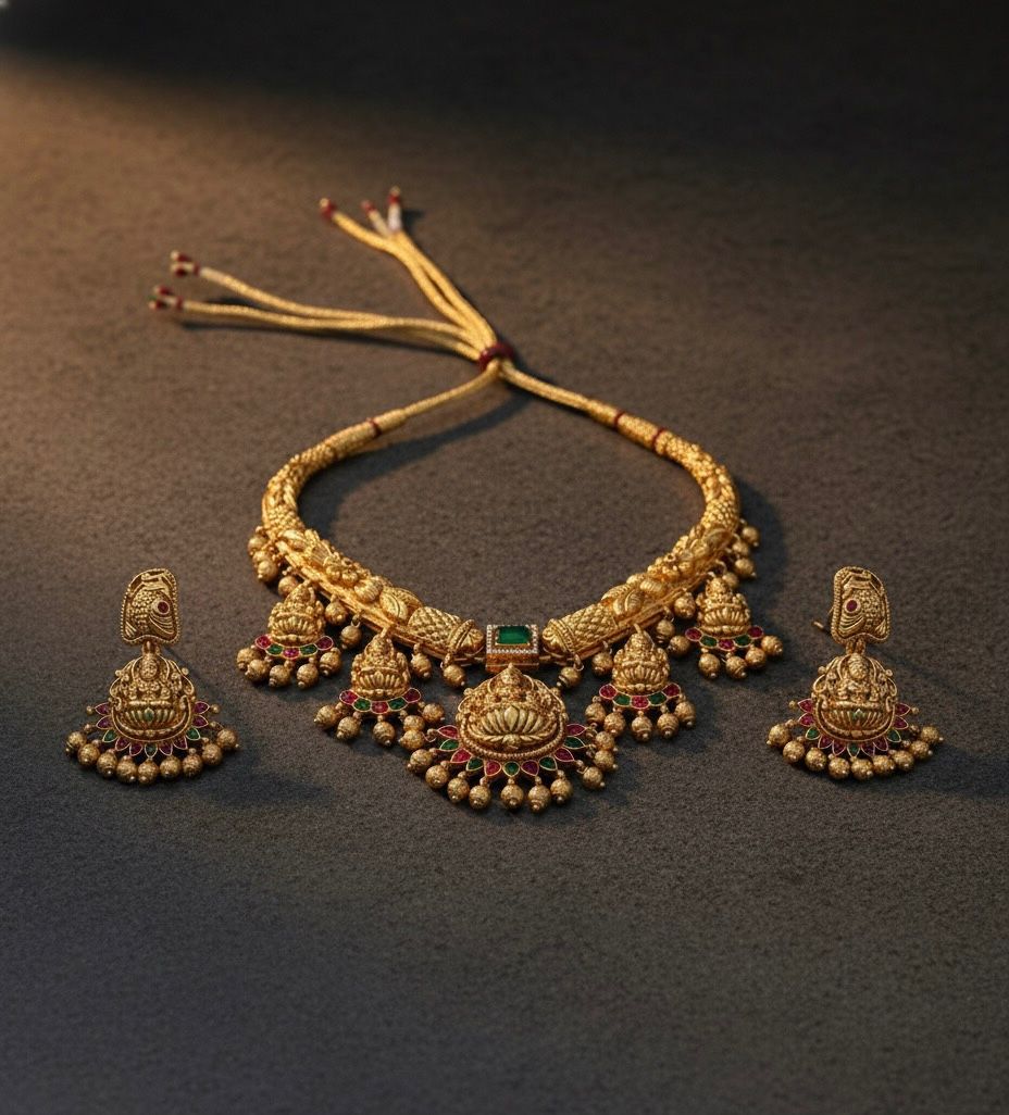 Traditional Long Pearl Beaded Jewellery Set with Matching Earrings TM481M.G_1