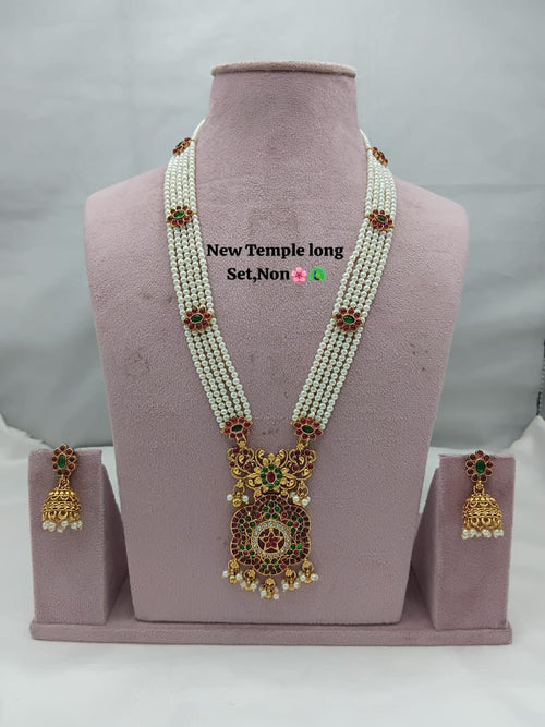 Traditional Design Temple Jewellery Set With Matching Earrings TM-473M.G