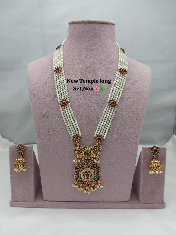 Traditional Design Temple Jewellery Set With Matching Earrings TM-473M.G