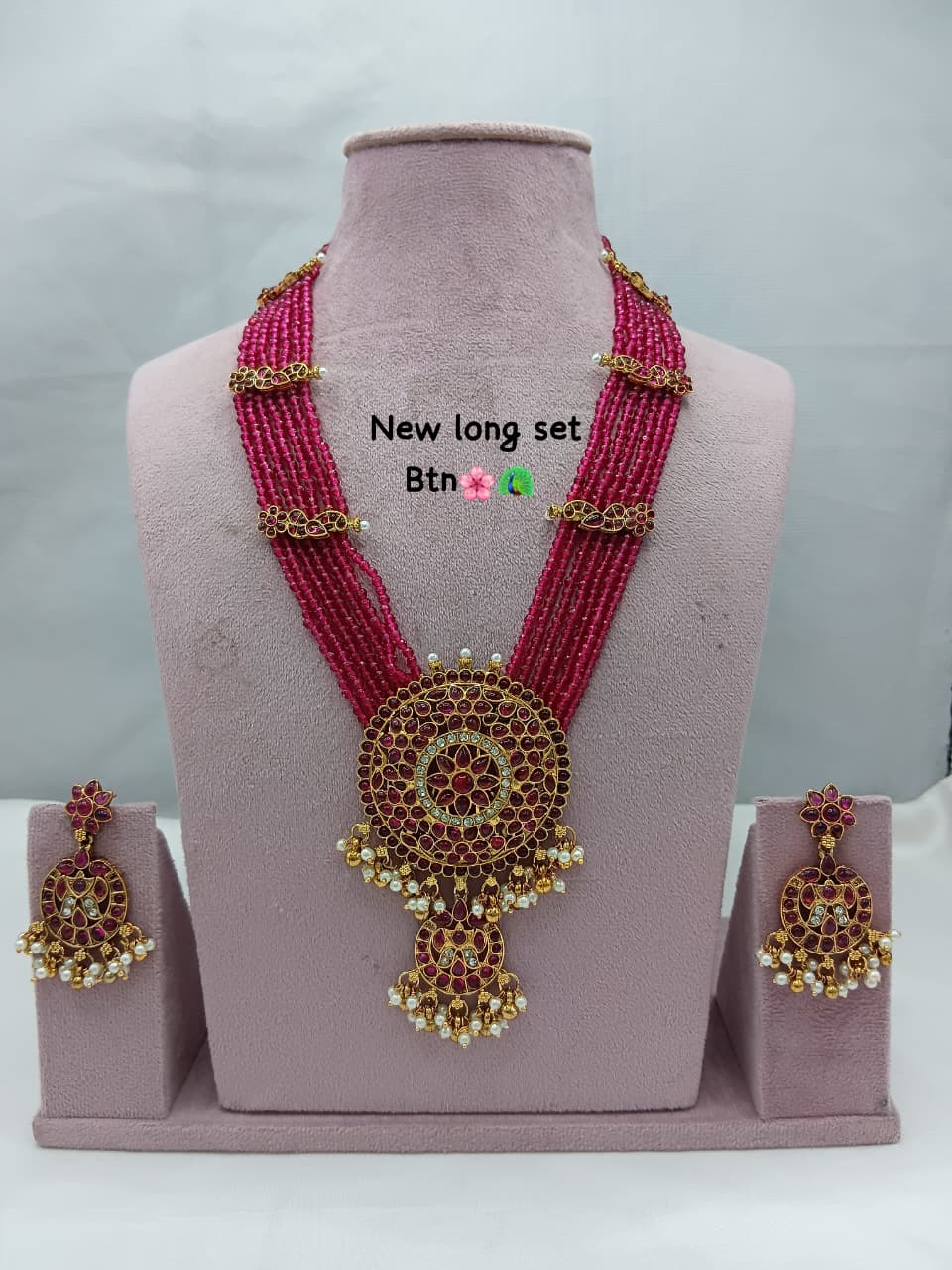 Traditional Design Temple Jewellery Set With Matching Earrings TM472RANI