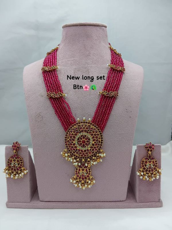 Traditional Design Temple Jewellery Set With Matching Earrings TM472RANI