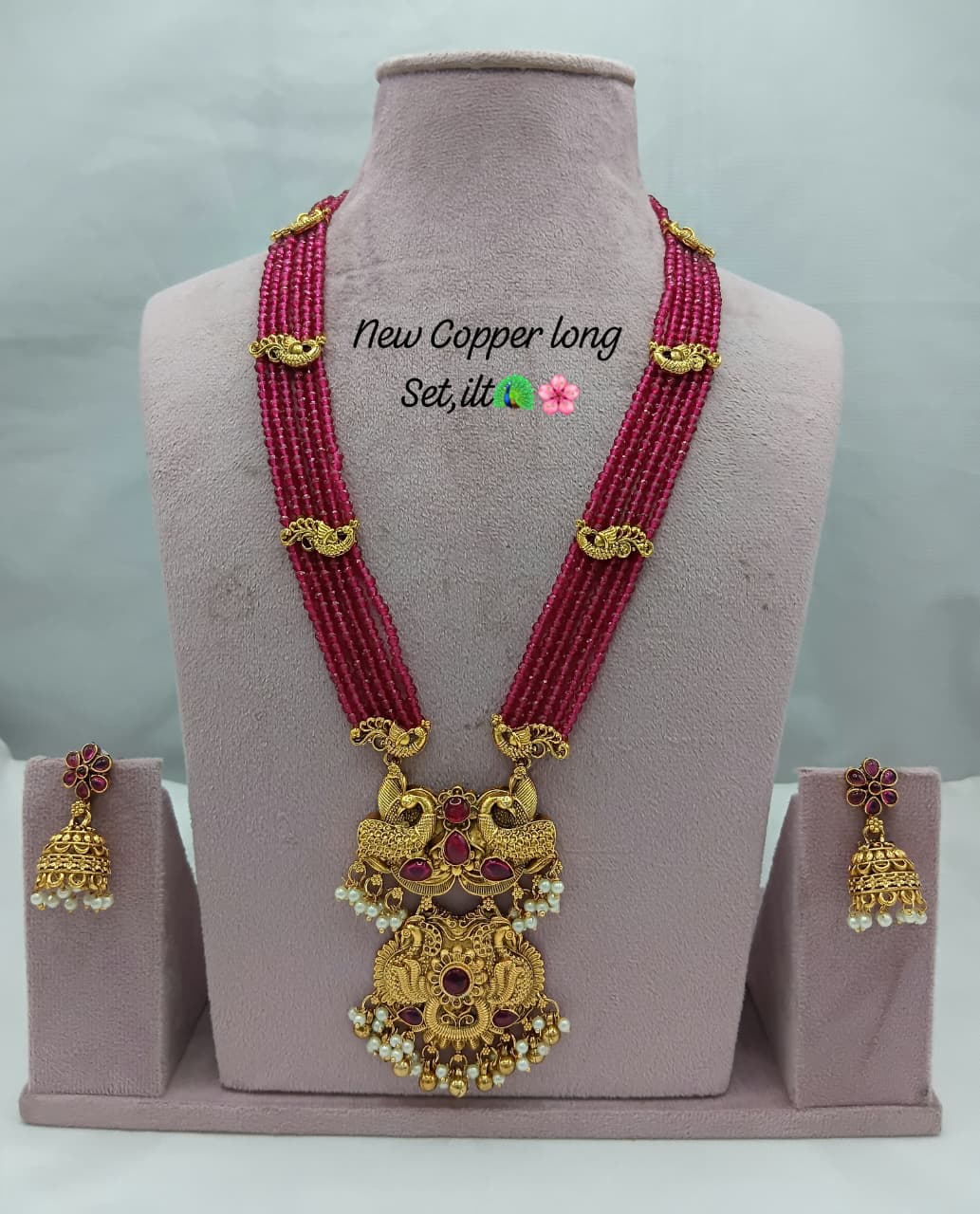 Traditional Design Temple Jewellery Set With Matching Earrings TM471RANI