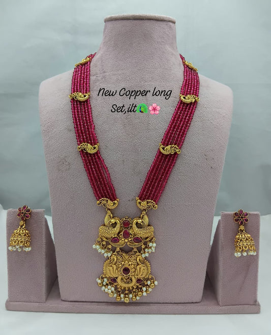 Traditional Design Temple Jewellery Set With Matching Earrings TM471RANI