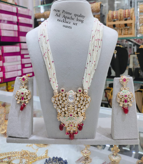 Traditional Long Pearl Beaded Jewellery Set with Matching Earrings CK1563RANI