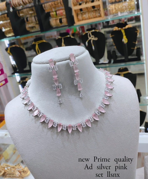 ORIGINAL AD NECKLACE WITH EARRINGS AD936BABYPINK
