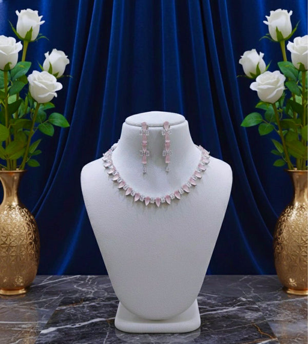 ORIGINAL AD NECKLACE WITH EARRINGS AD936BABYPINK