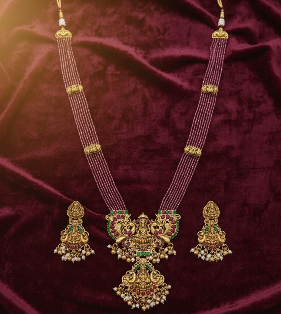 Traditional Design Temple Jewellery Set With Matching Earrings TM474RANI