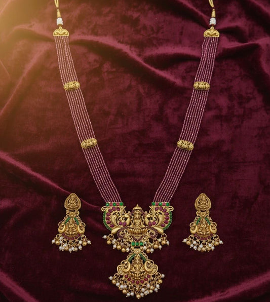 Traditional Design Temple Jewellery Set With Matching Earrings TM474RANI