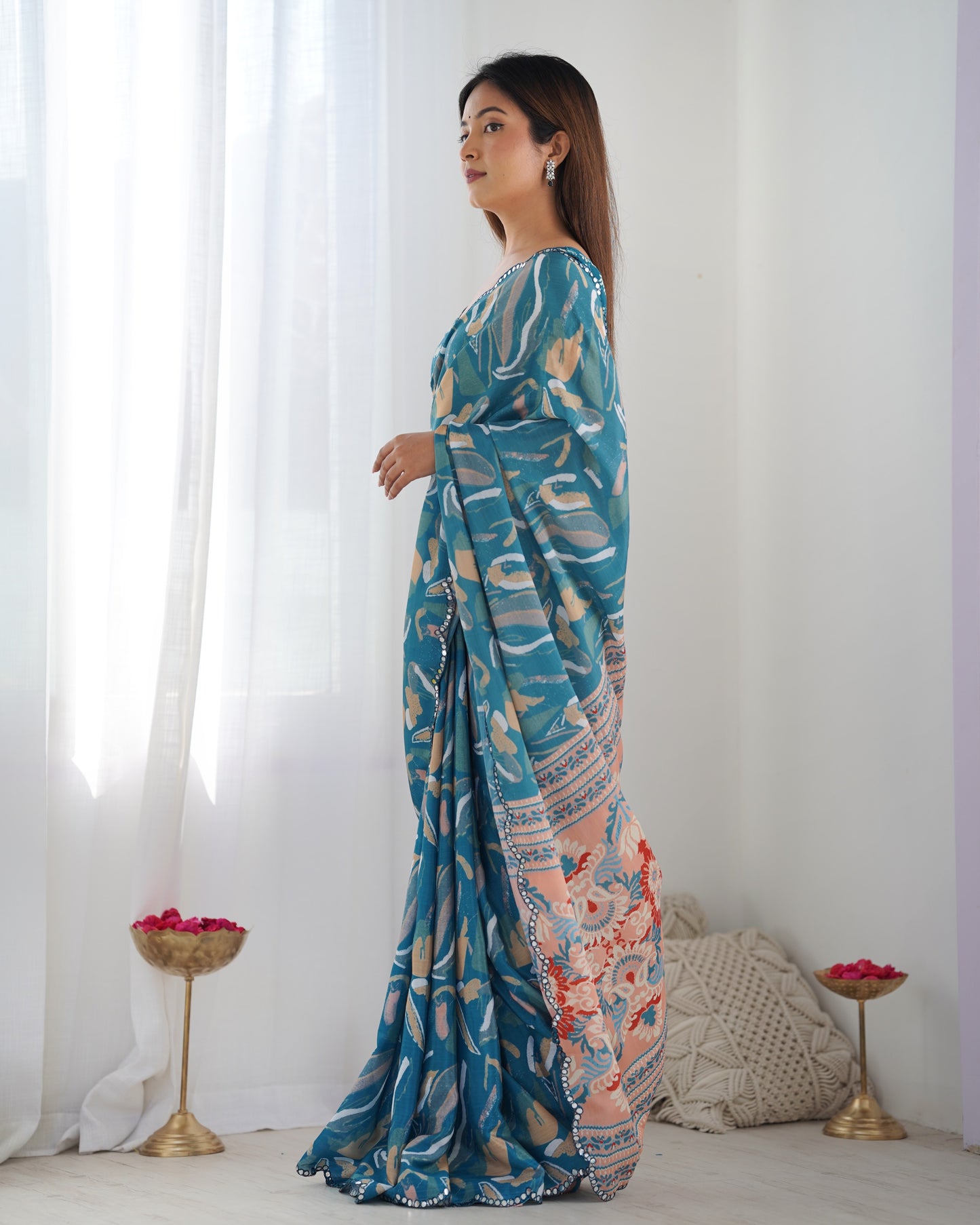 Heavy Chinnon Saree With Unstitched Blouse DVS-13