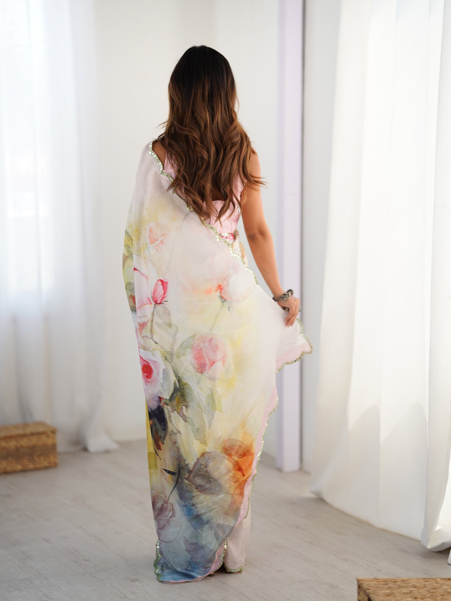 Heavy Chinnon Saree With Unstitched Blouse DVS-53