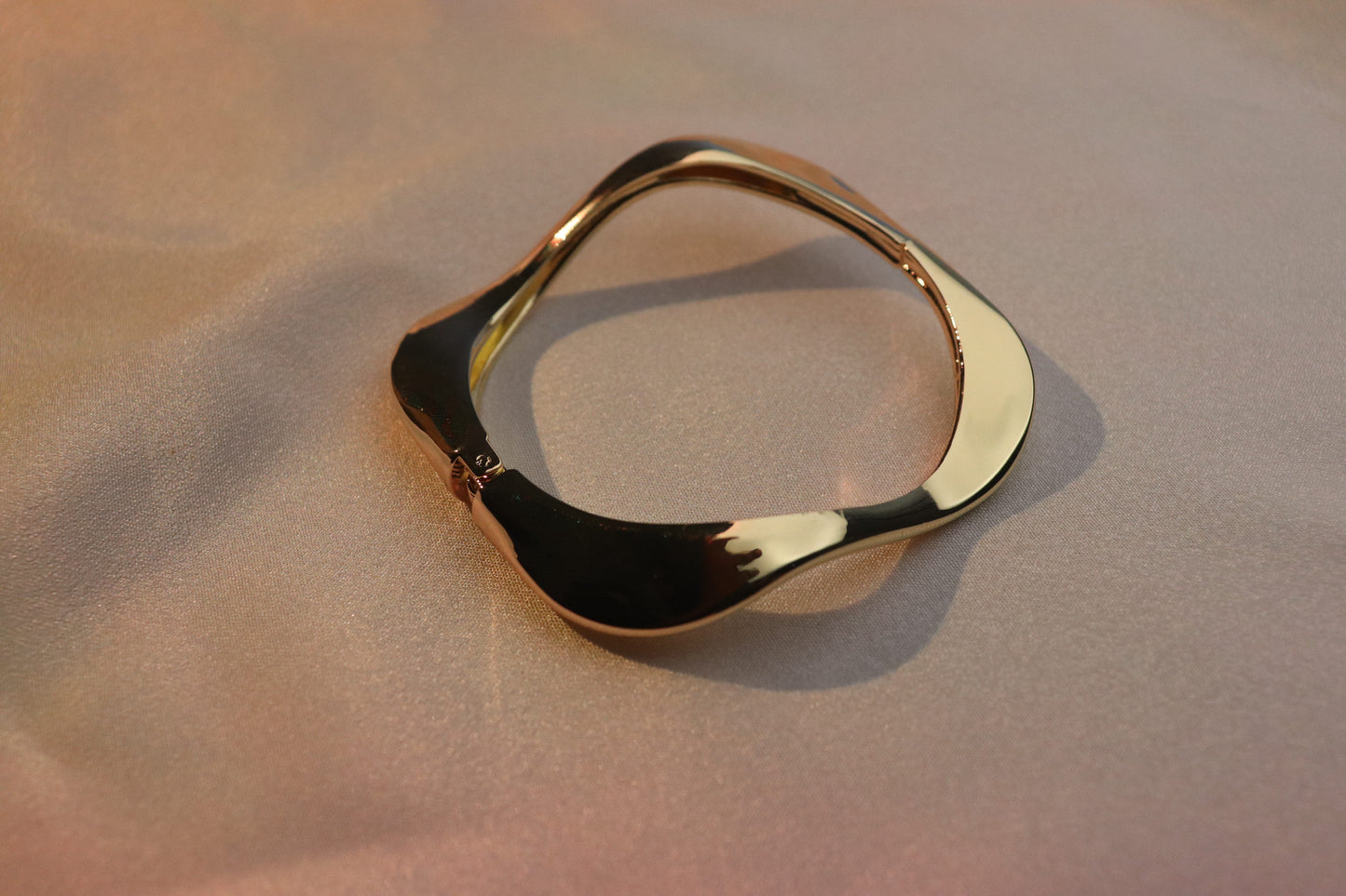 Trendy Gold-Tone Wavy Square Imitation Bangle - Stackable Cuff
