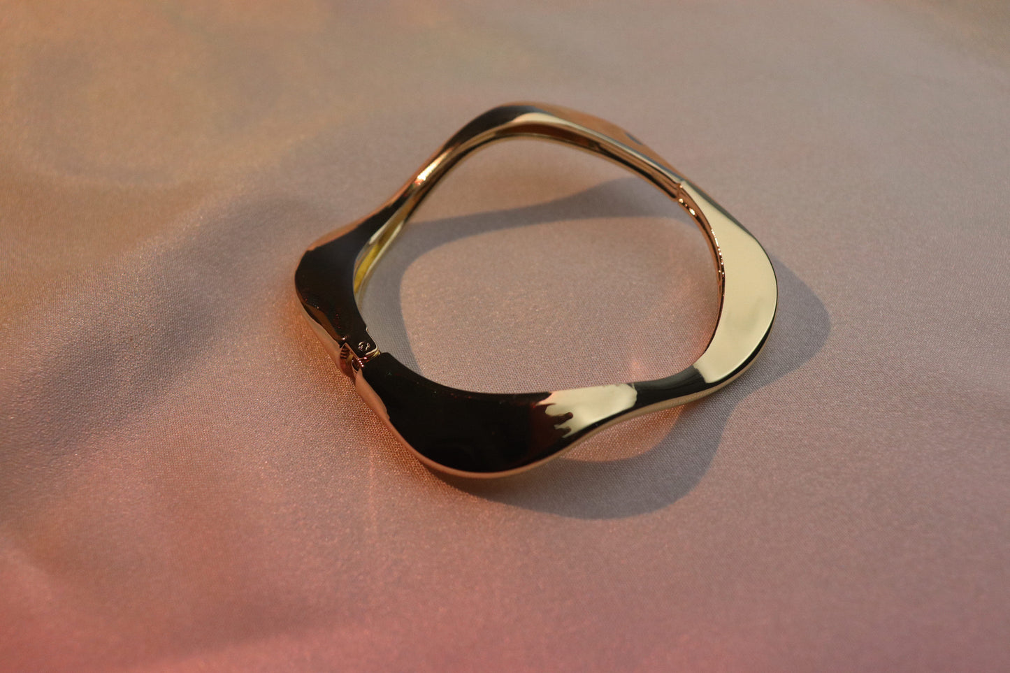 Trendy Gold-Tone Wavy Square Imitation Bangle - Stackable Cuff