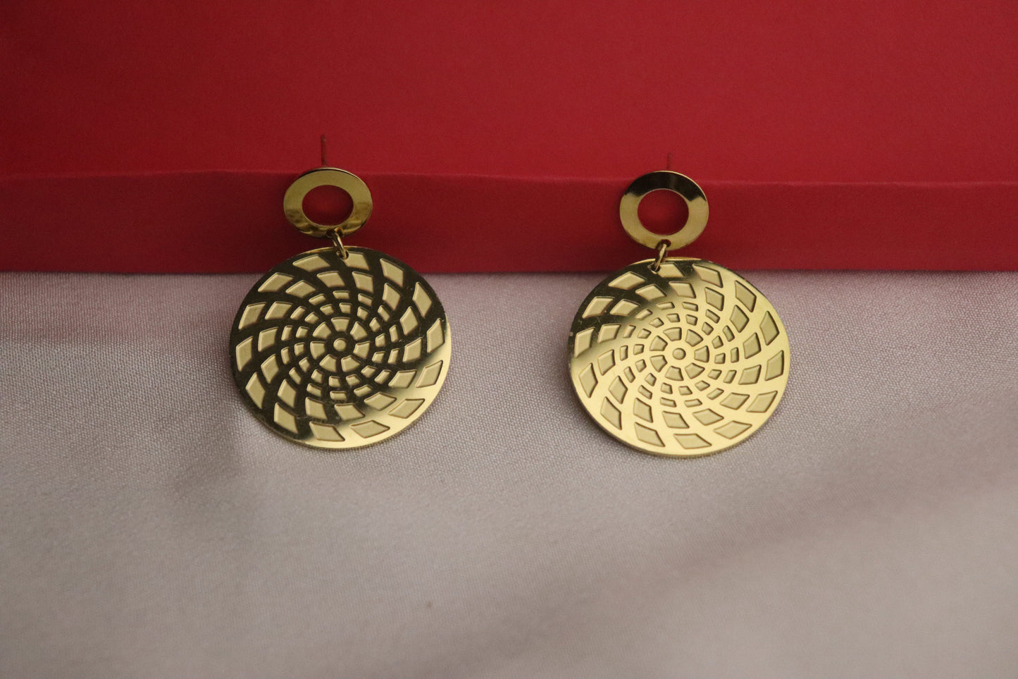 Bold Gold-Tone Spiral Drop Earrings - Imitation Statement Piece