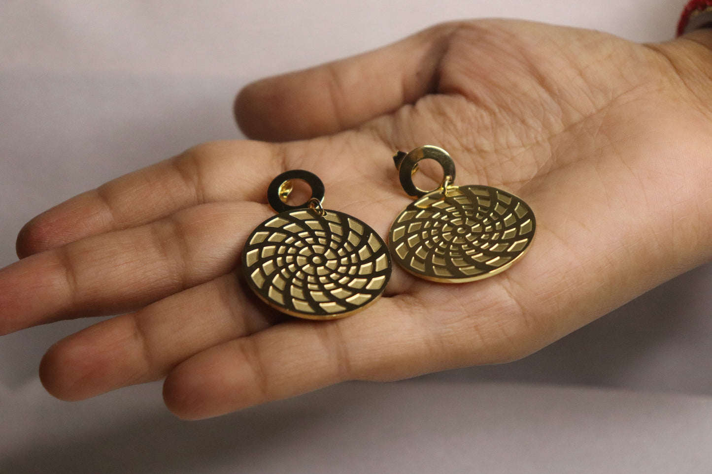 Bold Gold-Tone Spiral Drop Earrings - Imitation Statement Piece