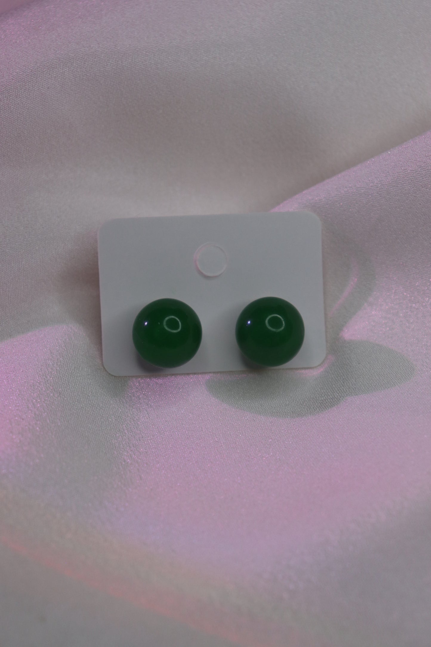 Elegant Emerald Green Jade Stud Earrings