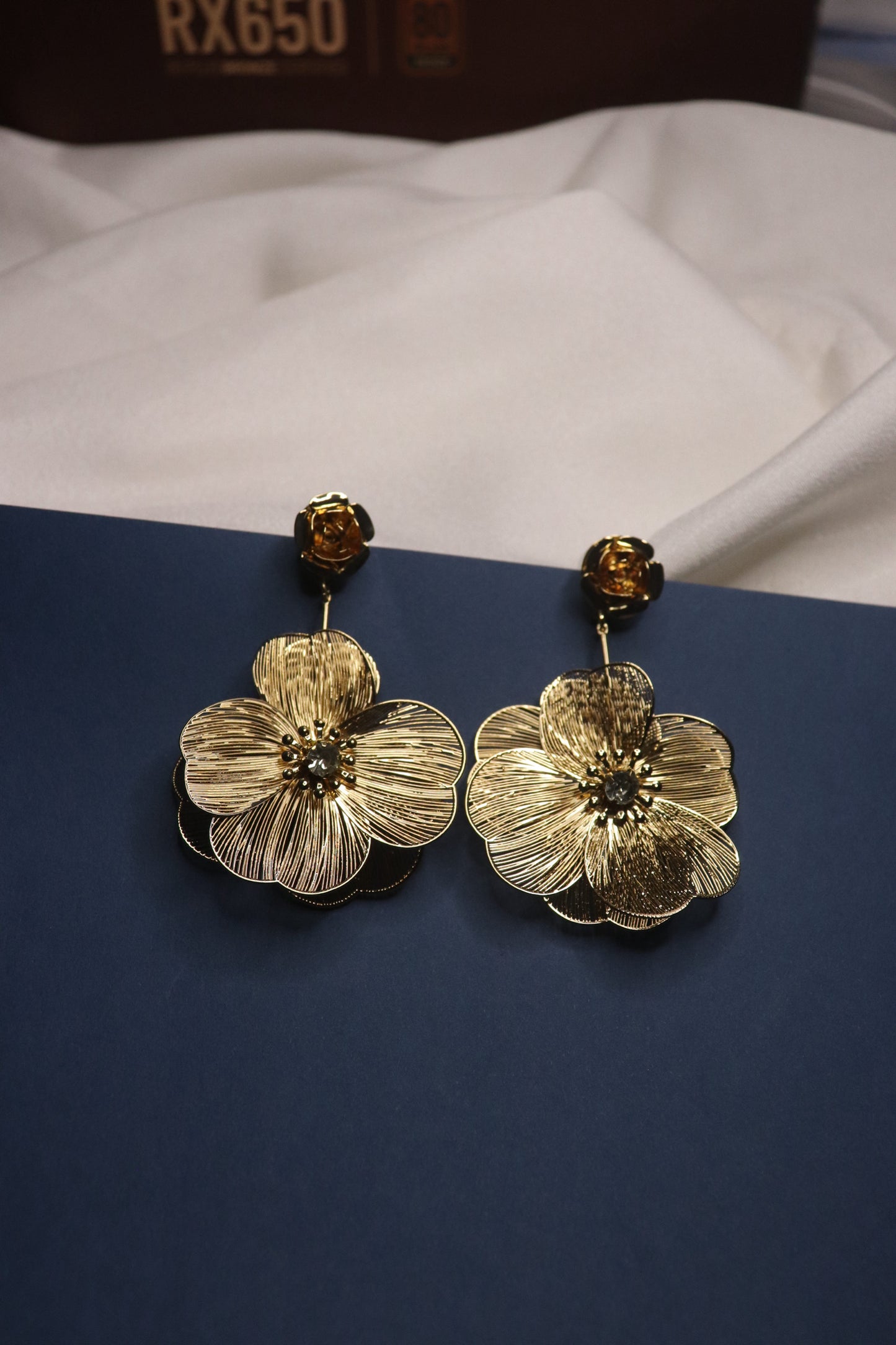 Golden Floral Drop Earrings