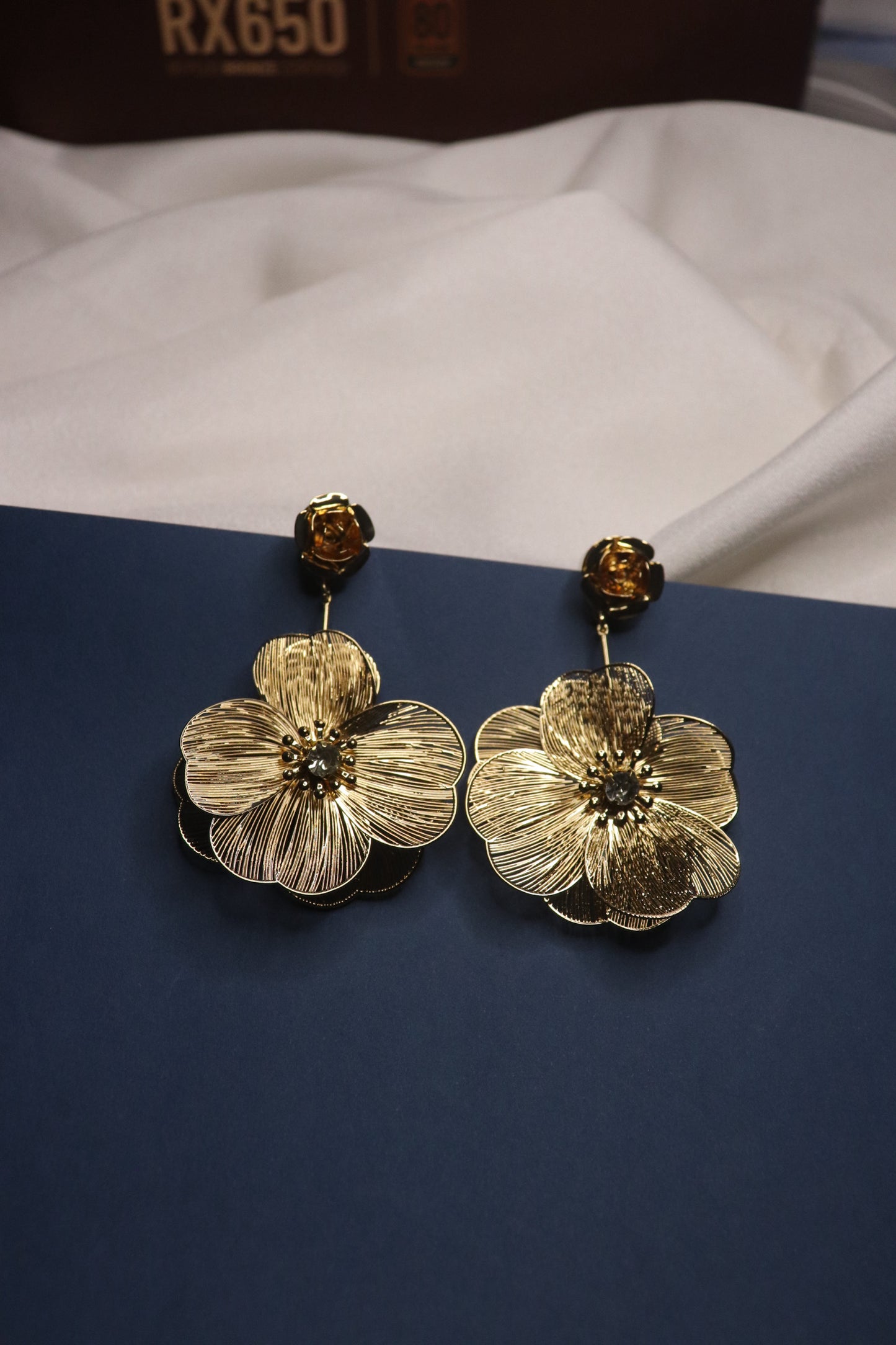 Golden Floral Drop Earrings