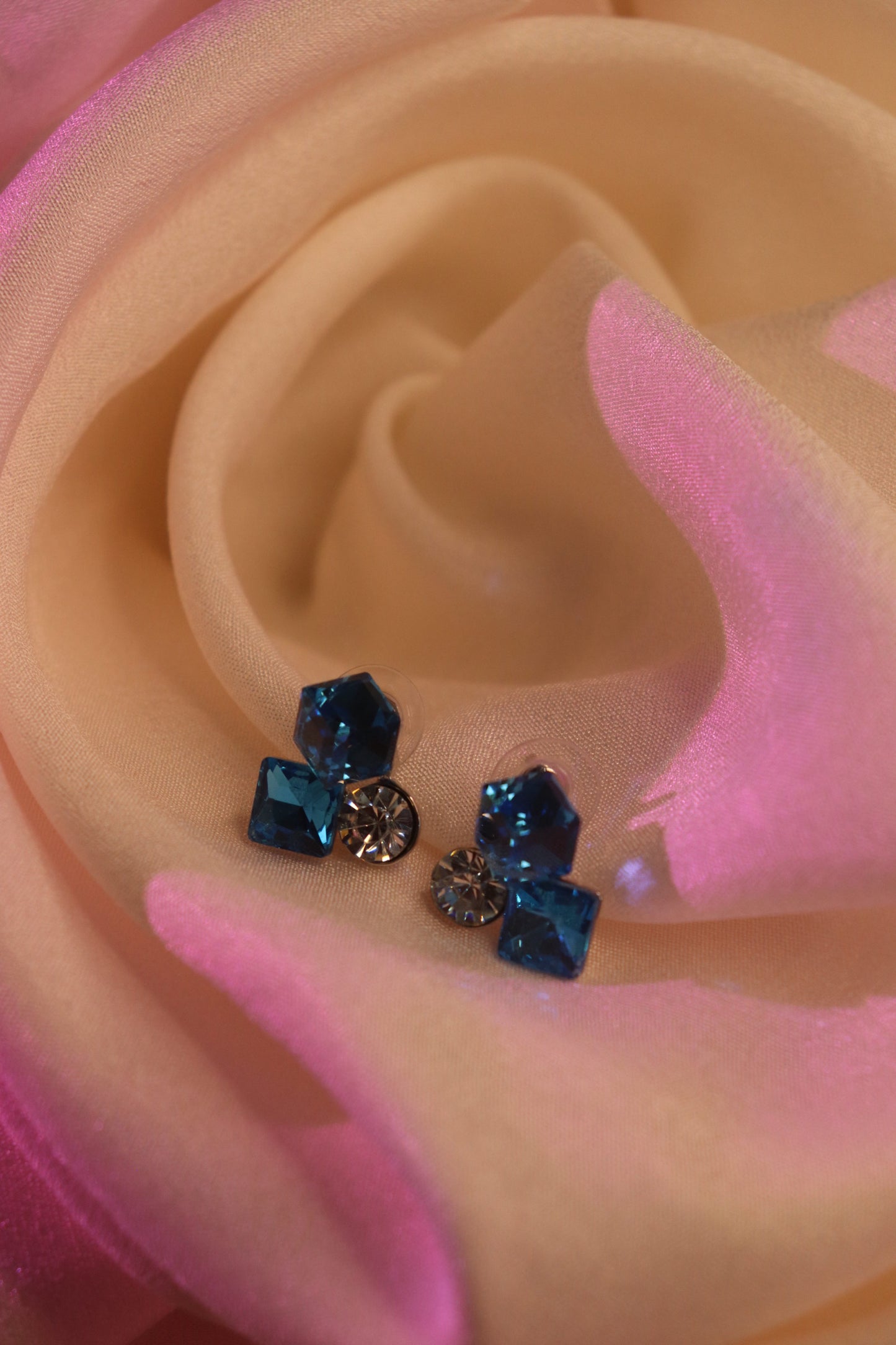 Sapphire Crystal Cluster Stud Earrings