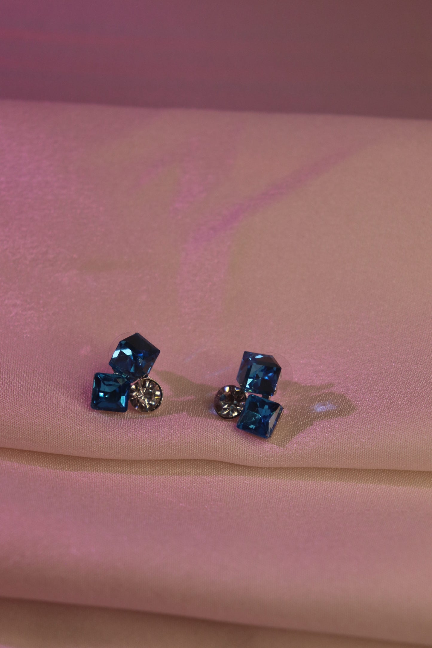 Sapphire Crystal Cluster Stud Earrings