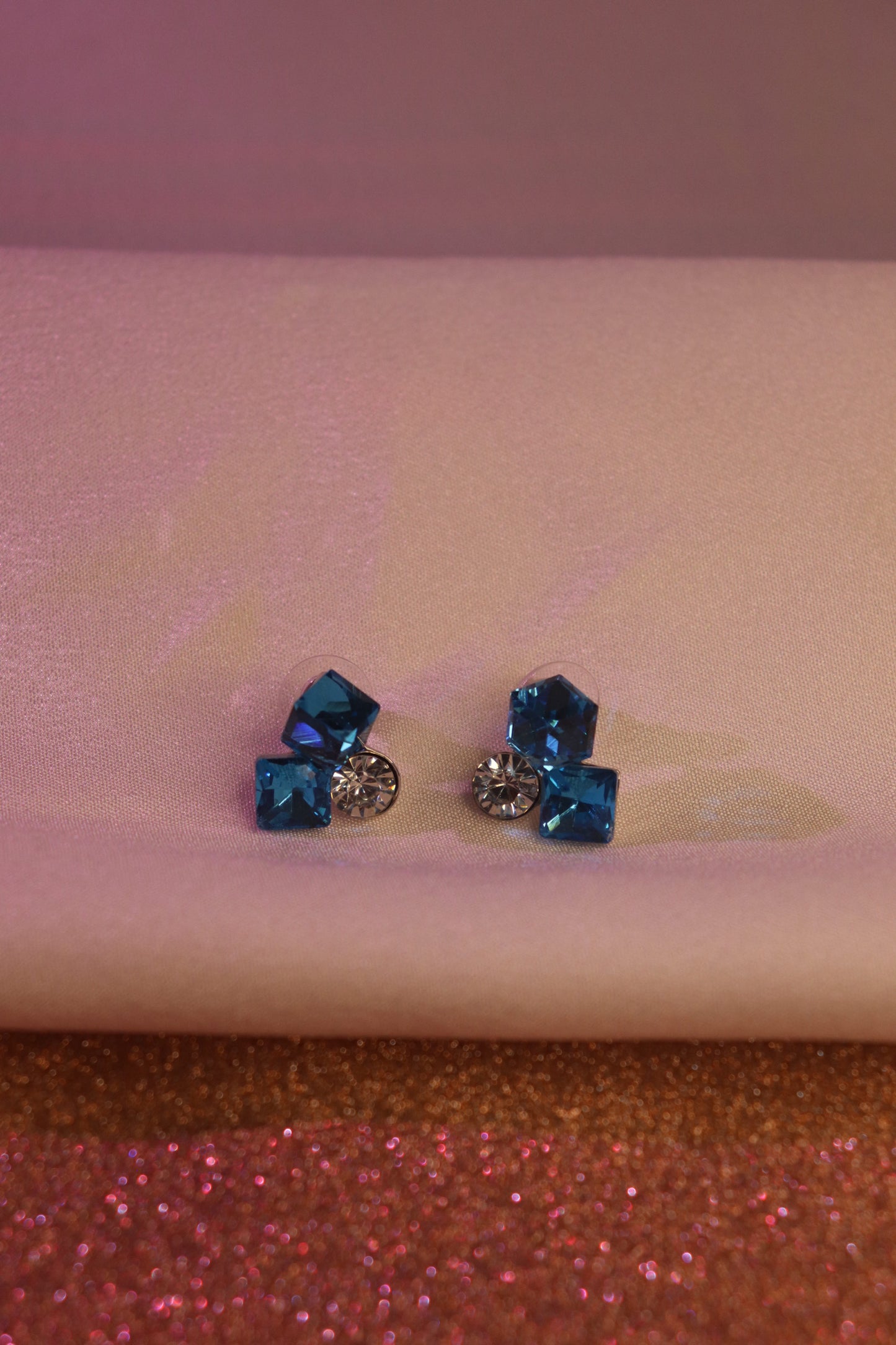 Sapphire Crystal Cluster Stud Earrings