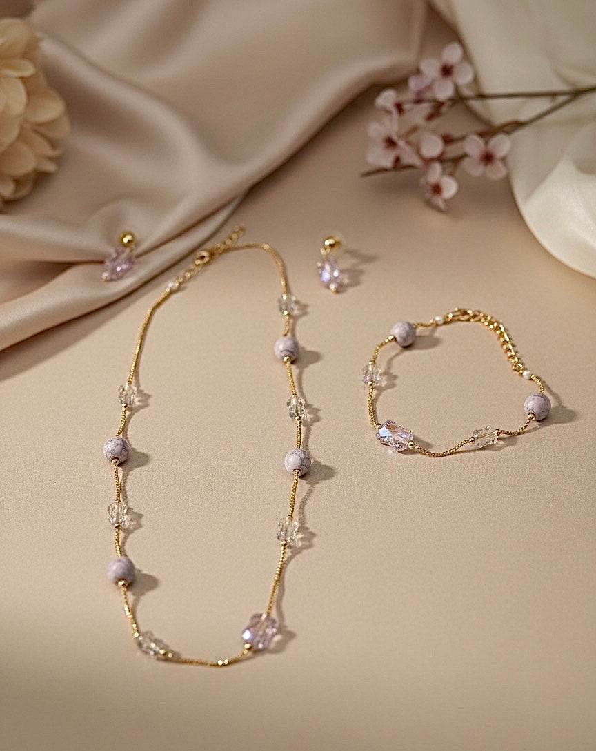 CRYSTAL BEADS & PEARLS BEADS NECKLACE CK-03