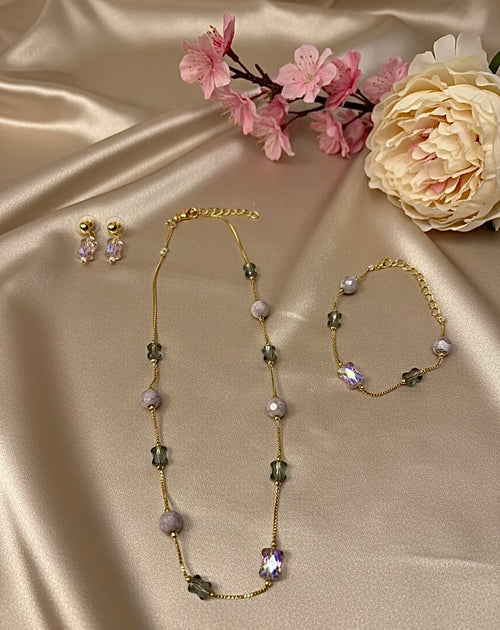 CRYSTAL BEADS & PEARLS BEADS NECKLACE CK-03