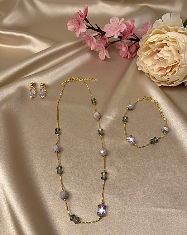 CRYSTAL BEADS & PEARLS BEADS NECKLACE CK-03