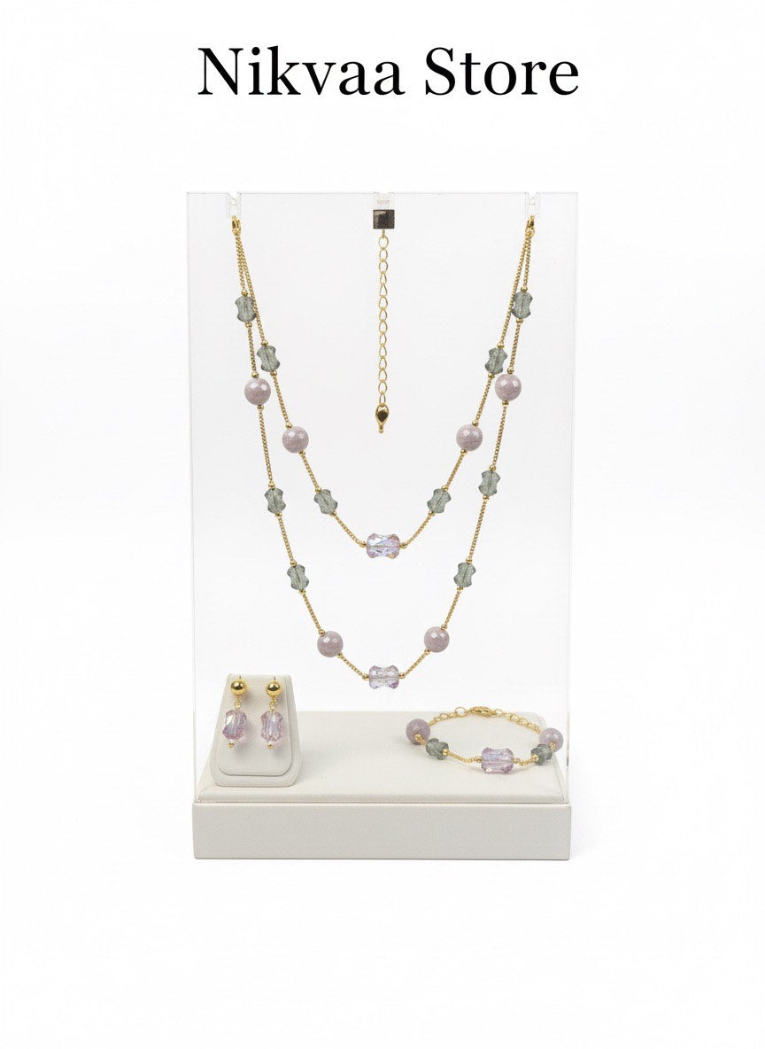 CRYSTAL BEADS & PEARLS BEADS NECKLACE CK-03