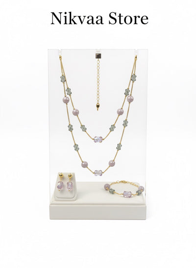 CRYSTAL BEADS & PEARLS BEADS NECKLACE CK-03