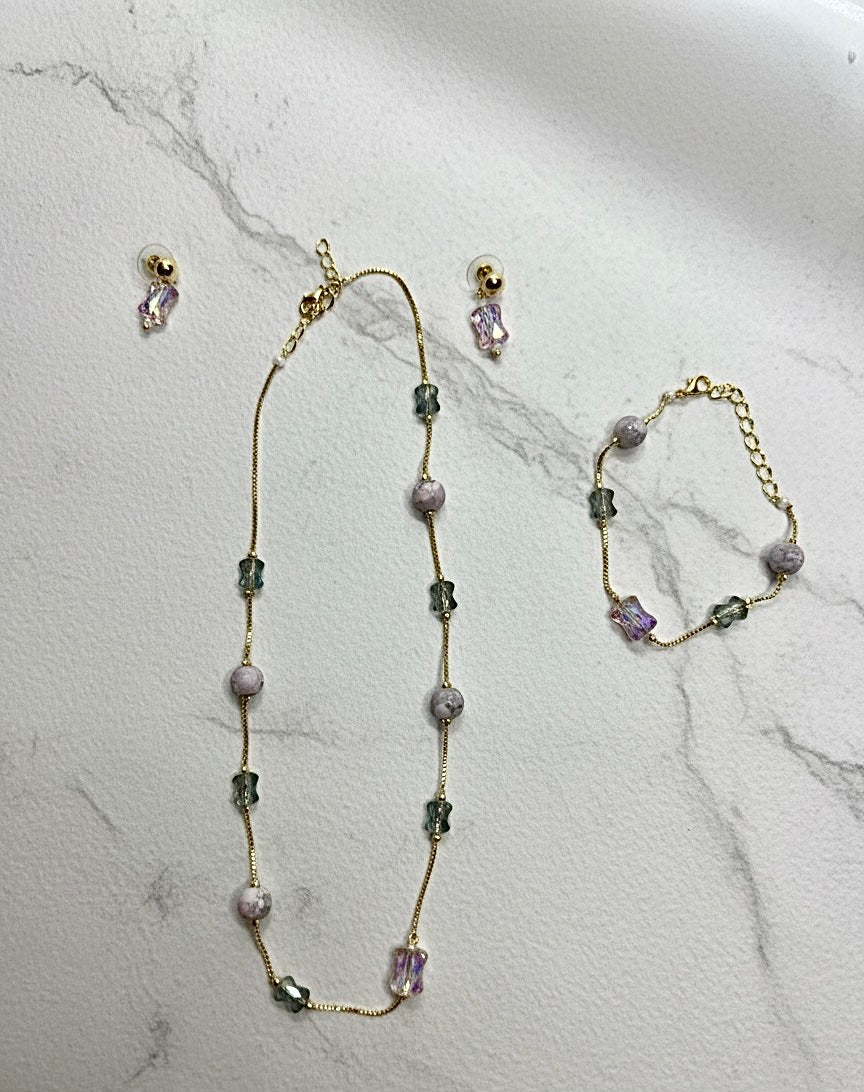 CRYSTAL BEADS & PEARLS BEADS NECKLACE CK-03