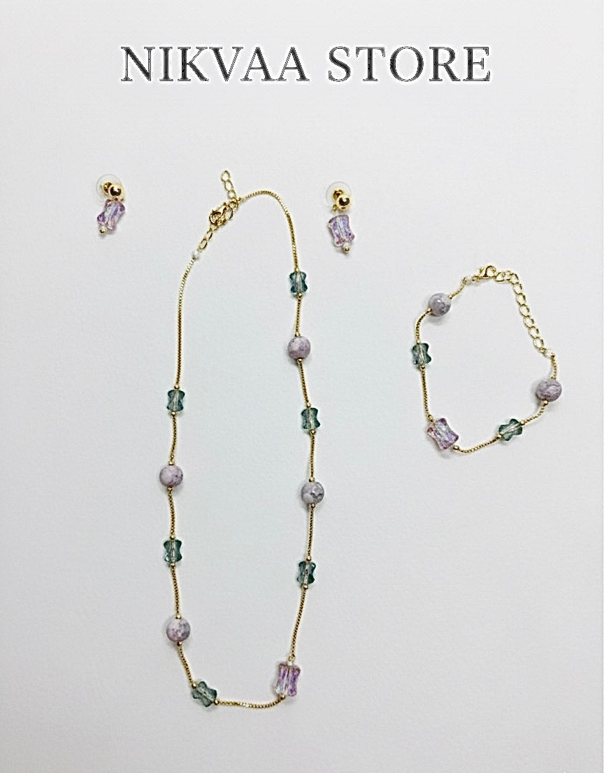 CRYSTAL BEADS & PEARLS BEADS NECKLACE CK-03