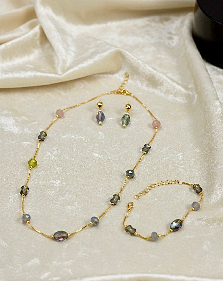 CRYSTAL BEADS & PEARLS BEADS NECKLACE CK-04