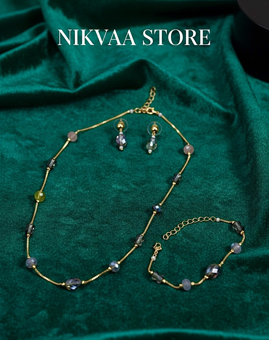 CRYSTAL BEADS & PEARLS BEADS NECKLACE CK-04