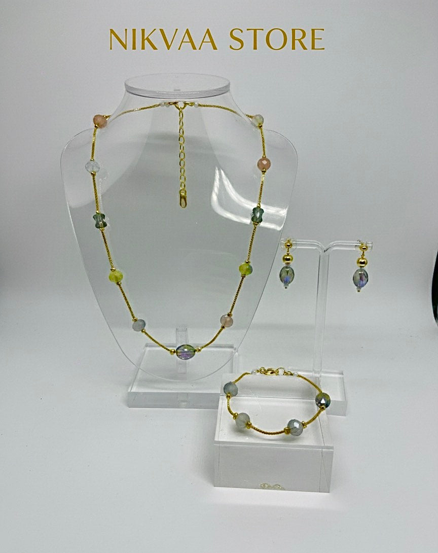 CRYSTAL BEADS & PEARLS BEADS NECKLACE CK-05