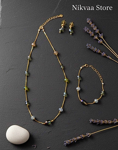 CRYSTAL BEADS & PEARLS BEADS NECKLACE CK-05