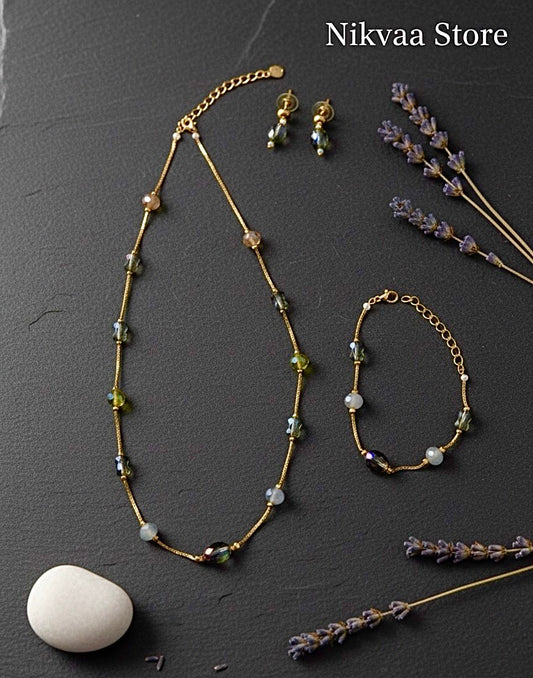 CRYSTAL BEADS & PEARLS BEADS NECKLACE CK-05