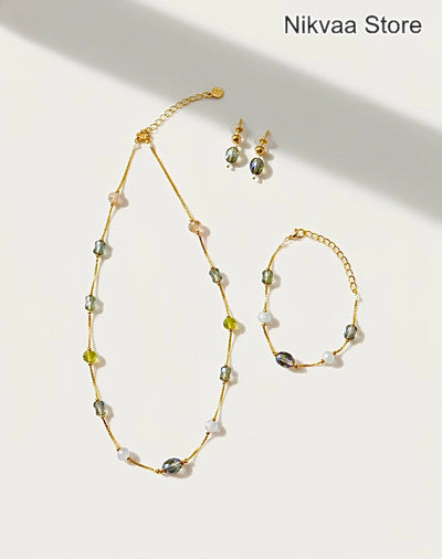 CRYSTAL BEADS & PEARLS BEADS NECKLACE CK-05