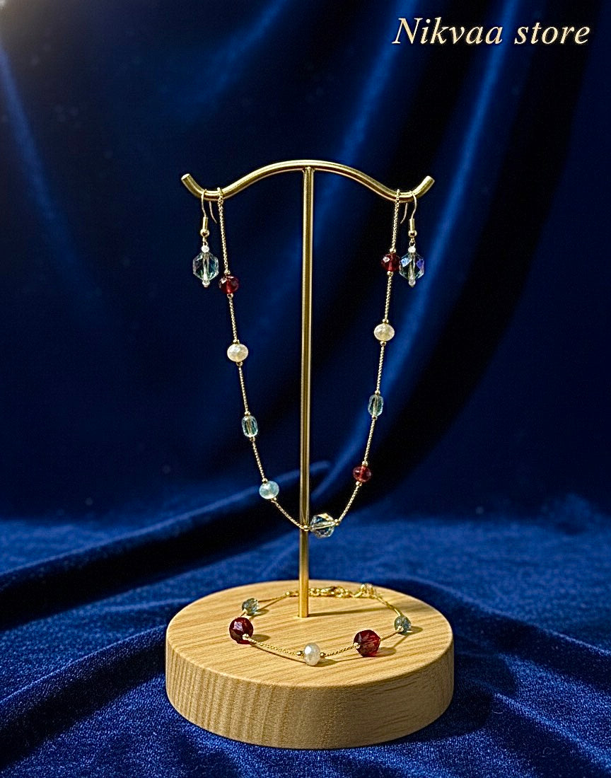 CRYSTAL BEADS & PEARLS BEADS NECKLACE CK-06