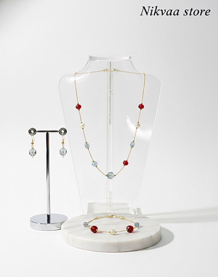 CRYSTAL BEADS & PEARLS BEADS NECKLACE CK-06