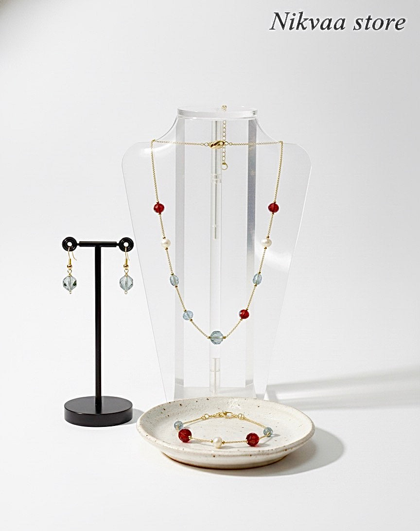 CRYSTAL BEADS & PEARLS BEADS NECKLACE CK-06