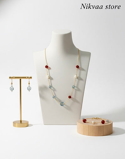 CRYSTAL BEADS & PEARLS BEADS NECKLACE CK-06