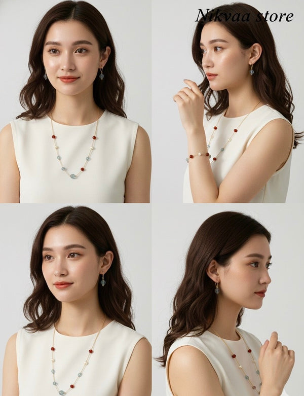 CRYSTAL BEADS & PEARLS BEADS NECKLACE CK-06