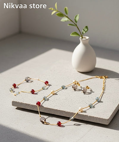 CRYSTAL BEADS & PEARLS BEADS NECKLACE CK-07