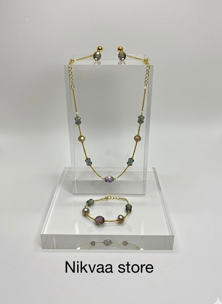 CRYSTAL BEADS & PEARLS BEADS NECKLACE CK-08
