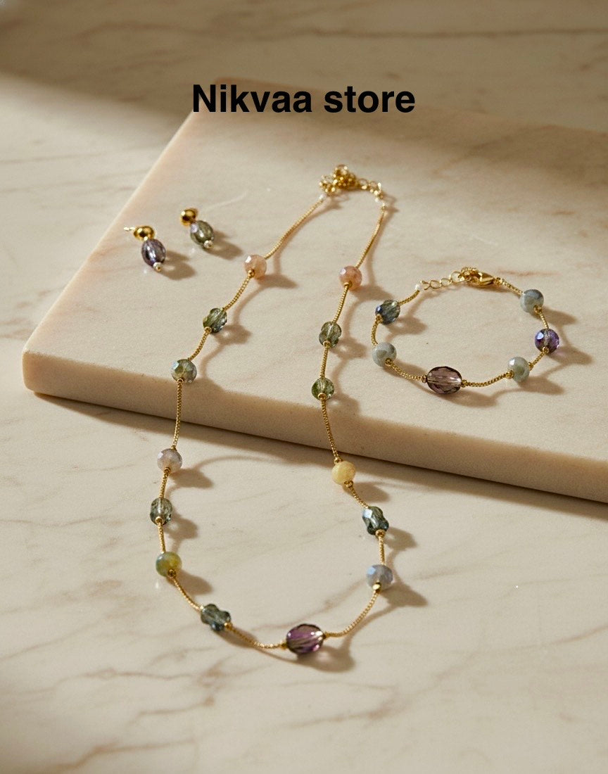 CRYSTAL BEADS & PEARLS BEADS NECKLACE CK-08